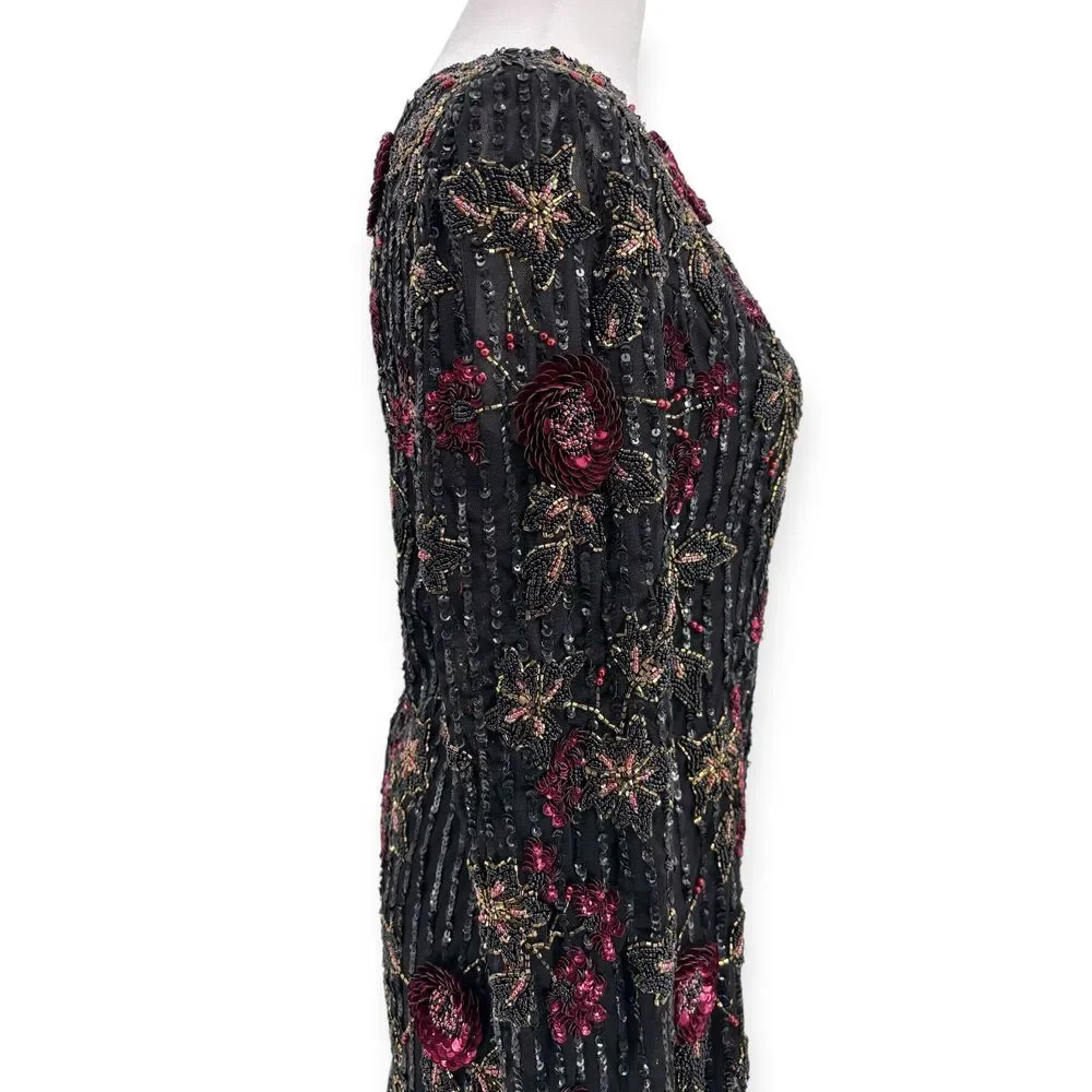 Mac Duggal NEW Black One Shoulder Floral Leaf Embellished Mini Dress $558 Size 6